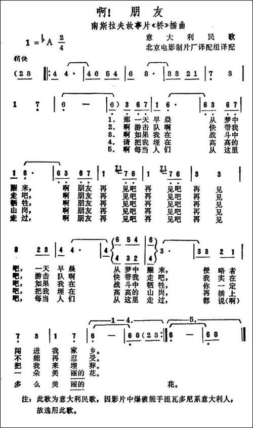 [南斯拉夫]-啊！朋友-电影《桥》插曲