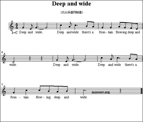 Deep-and-wide-英文儿歌、五线谱