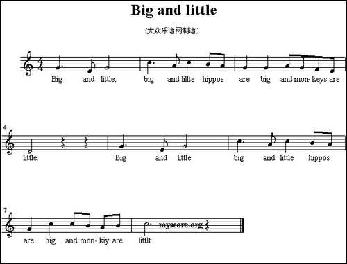 Big-and-little-英文儿歌、五线谱