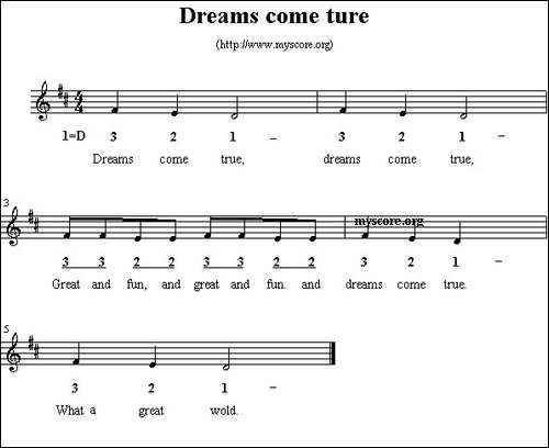 Dreams-come-ture-英文儿歌、五线谱