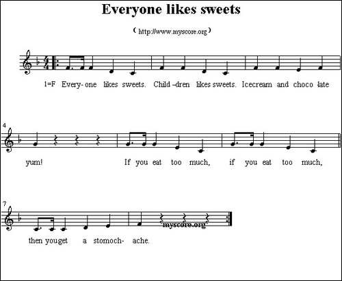 Everyone-likes-sweets-英文儿歌、五线谱