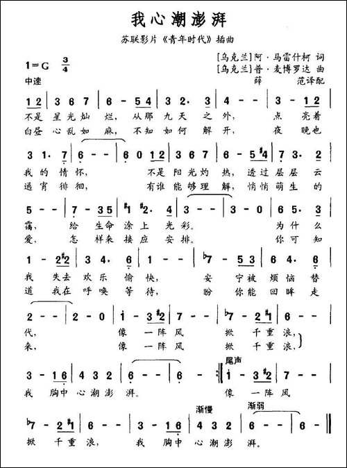 我心潮澎湃-苏联影片《青年时代》插曲-[前苏联]