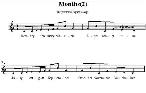 Months-英文儿歌、五线谱