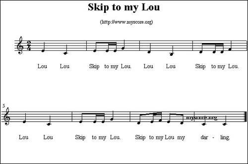 Skip-to-my-Lou-英文儿歌、五线谱