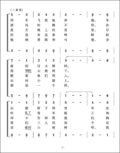 [俄罗斯]山楂树-二声部、千行配歌版