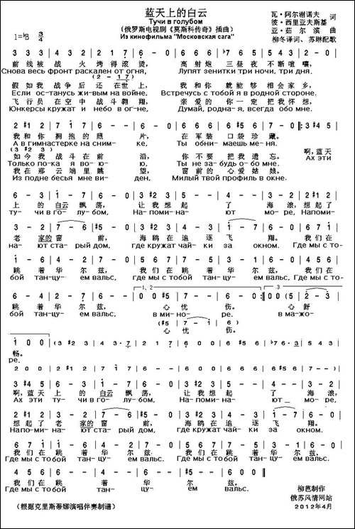 [俄]蓝天上的白云-Тучи-в-Голубом-中俄文对照