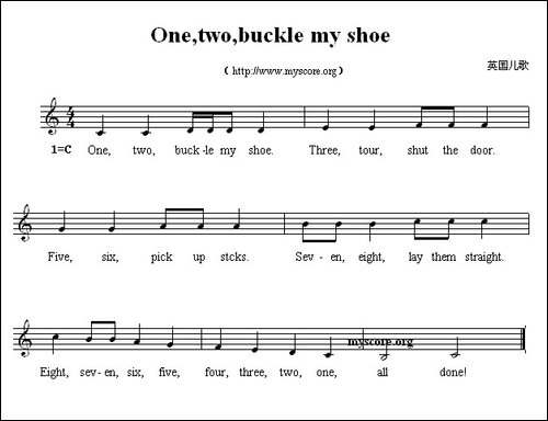 One,two,buckle-my-shoe--英文儿歌、五线谱