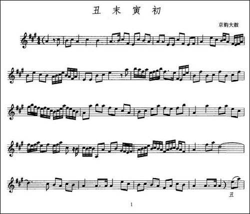 [京韵大鼓]丑末寅初-五线谱