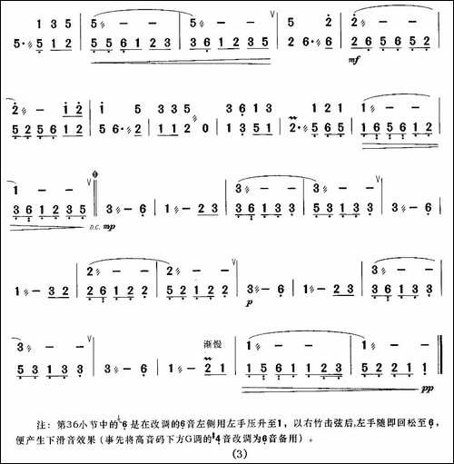 月光下的凤尾竹-扬琴谱