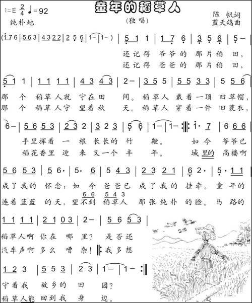 18.童年的稻草人-独唱-陈帆词-蓝天鸽曲