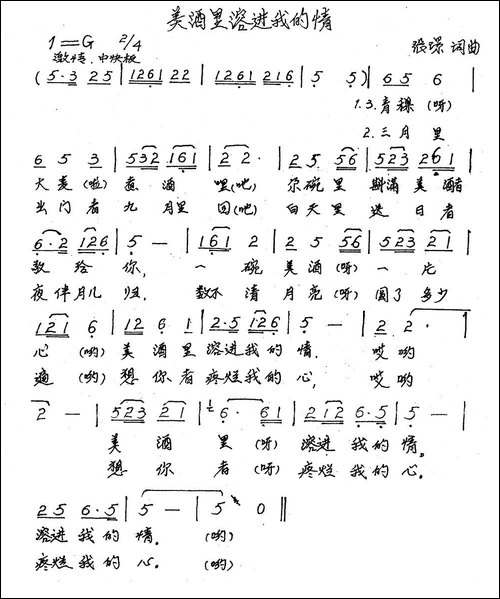 美酒里容进我的情-张璟词曲