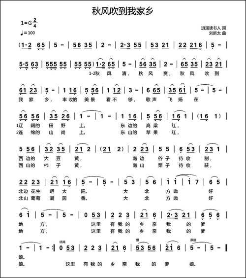 秋风吹到我家乡-逍遥读书人词-刘新太曲