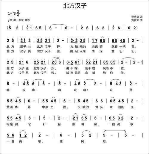 北方汉子-李庆文词-刘新太曲