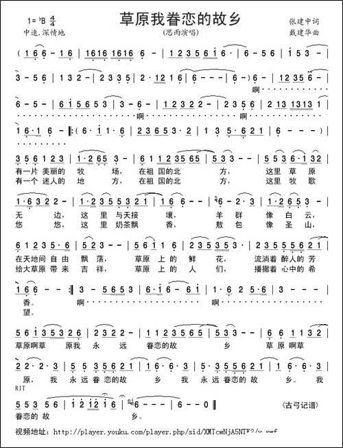 草原我眷恋的故乡-张建中词