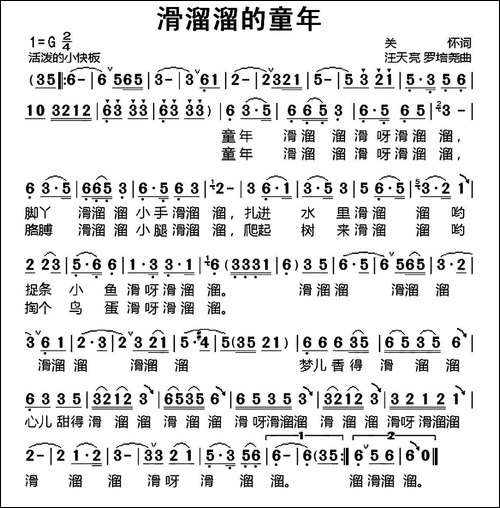 滑溜溜的童年-关怀词-汪天亮曲
