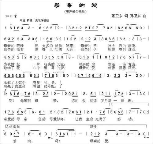 母亲的爱-张卫东词-孙卫东曲