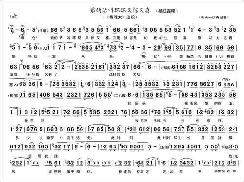娘的话叫环环又惊又喜-《香魂女》选段-豫剧唱谱