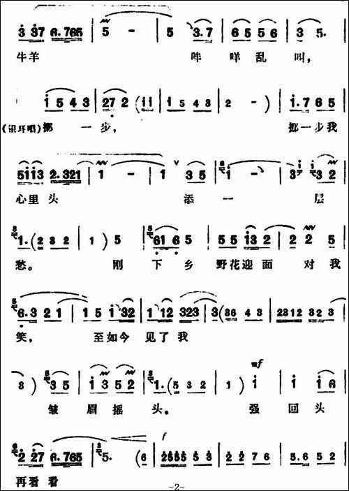 人也留来地也留-《朝阳沟》银环唱段-豫剧唱谱