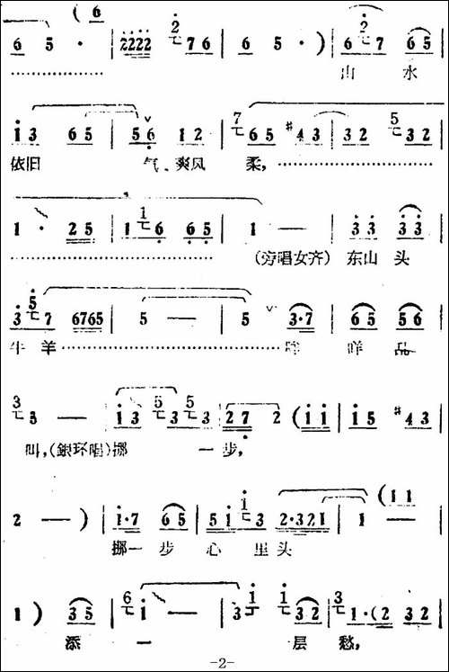 人也留来地也留-电影版《朝阳沟》选段、银环唱段、画外伴唱-豫剧唱谱